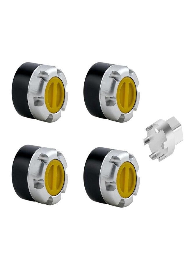DJX M4 Wheel Nuts Center Locking Hubs Wheel Caps W/Tool for Traxxas TRX4 Axial SCX10 90046 D90 Tamiya Redcat HPI 1/10 RC Crawler Car(Yellow) - Image 1
